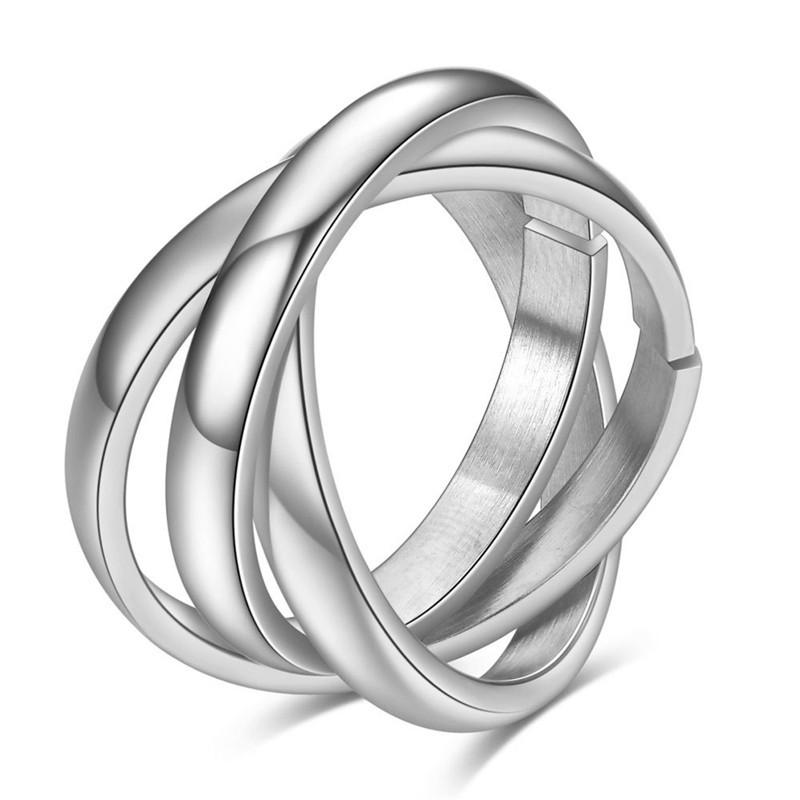 2mm Classic 3 Rounds Love Ring Sets for Women Luxury Stainless Steel Wedding Engagement Female Finger Jewelry Gifts Wholesale