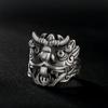 Retro Taotie Chinese Mythology Adjustable Open Ring for Men Gothic Edgy Silver-plated Copper Jewelry Good Luck Charm Accessories