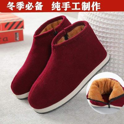 Winter Cotton Shoes Women's Bags Heel Thick Sole Non-slip Warm Velvet Thickened Postpartum Home Confinement Shoes Home Elderly