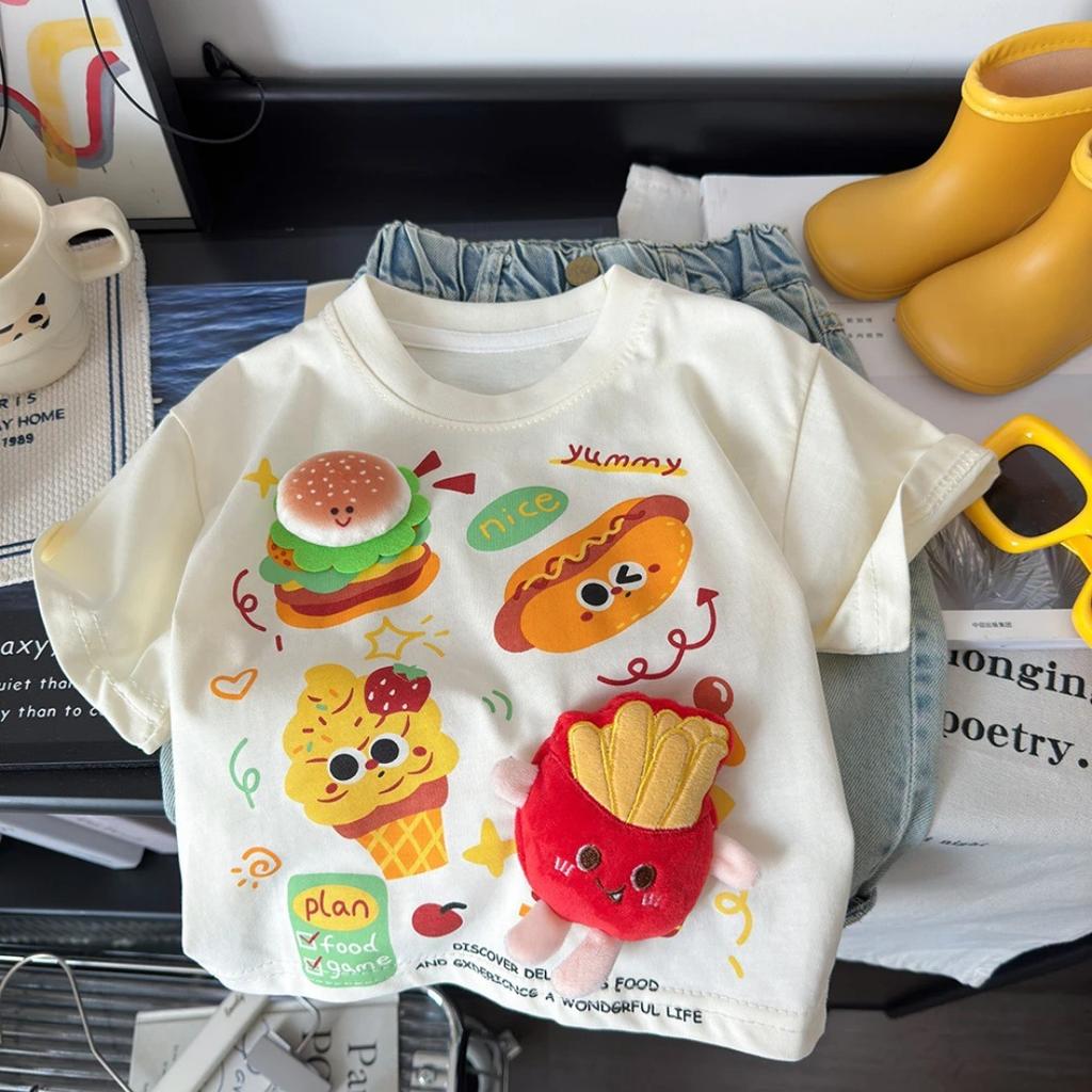 Kids Loose Fit Cartoon Short Sleeve T Shirt Summer Top