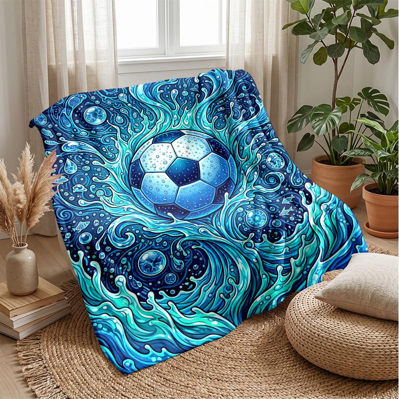 Soccer Ball in Stadium Theme blanket Lightweight Warm Flannel Blanket Decorative Throw Blanket for Home Decoration
