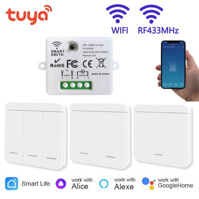 Tuya Mini WiFi+RF433/Only RF433 Light Switch APP Voice Control Wireless Switchs Smart Life Work With Google Home Alexa Alice
