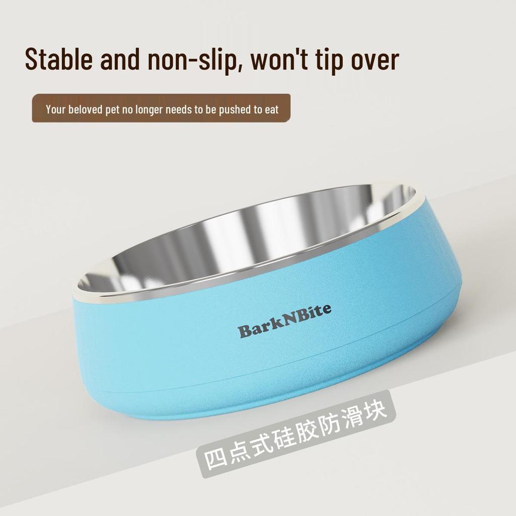 Lake Blue Anti-Tip Stainless Steel Dog Bowl for Medium & Large Pets with Slow Feeder