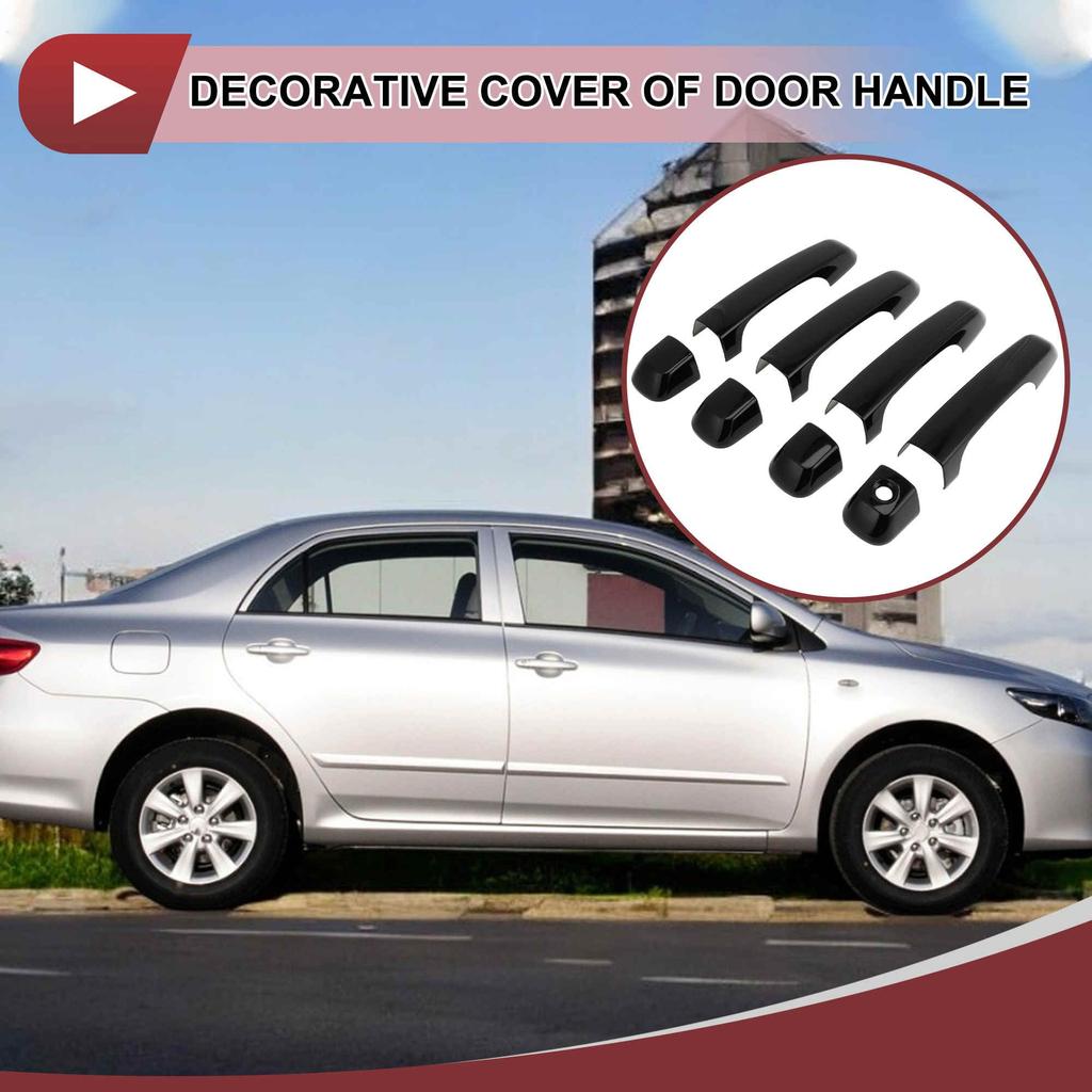 HEROFFIX Car Door Handle Covers Black Compatible with Toyota Land Cruiser Prado LC200 1 Set (Gloss ABS) - J150, J200, -