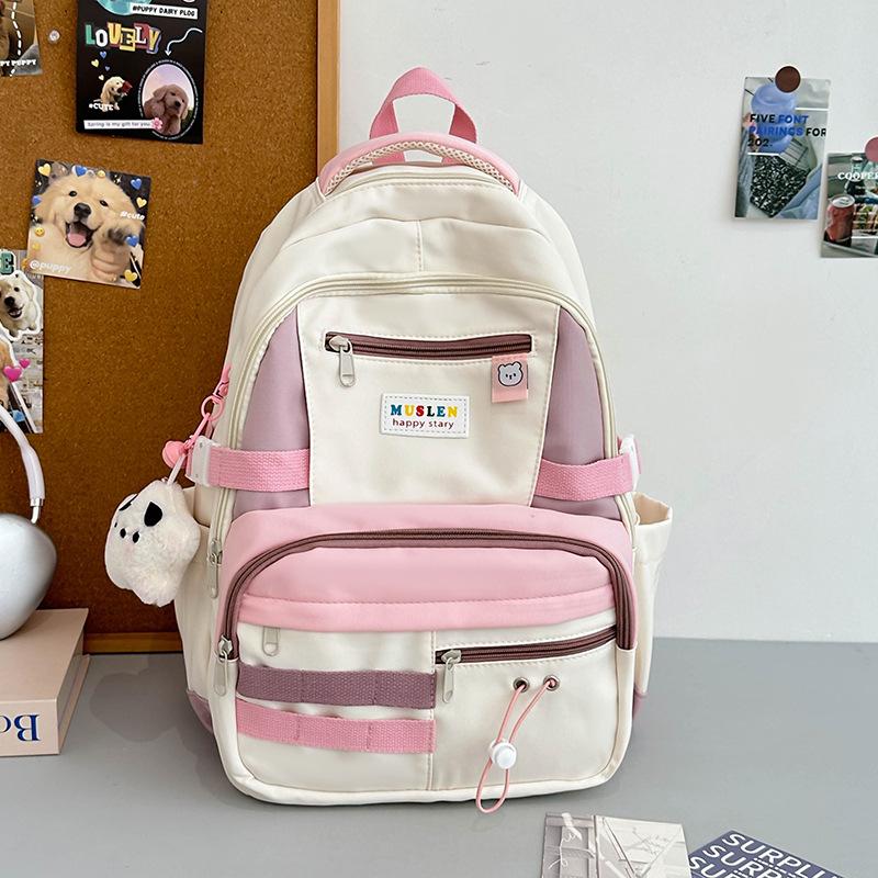 New Japanese ins schoolbag Female Mori contrasting color primary and secondary school student leisure backpack College style student backpack