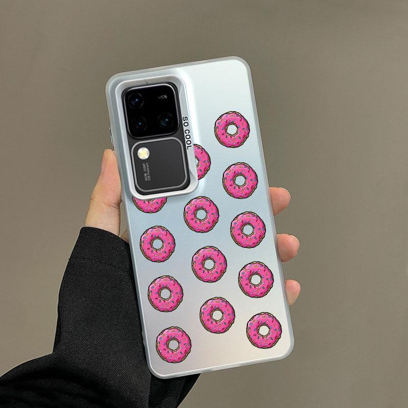 

For Samsung Galaxy S21 S23 S24 FE S25 S24 S23 S22 Ultra Plus Laser Phone Case Sweet Fabulous Pink Donut Cookies Bread Cake Cover Samsung S22