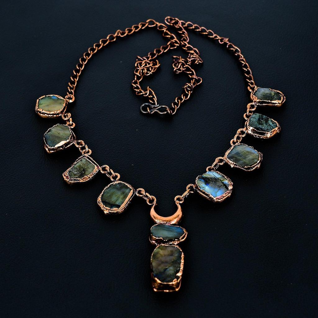 Labradorite Handmade Latest Design Jewelry Necklace, Copper Electroformed Gemstone Necklace, Gift For Mother