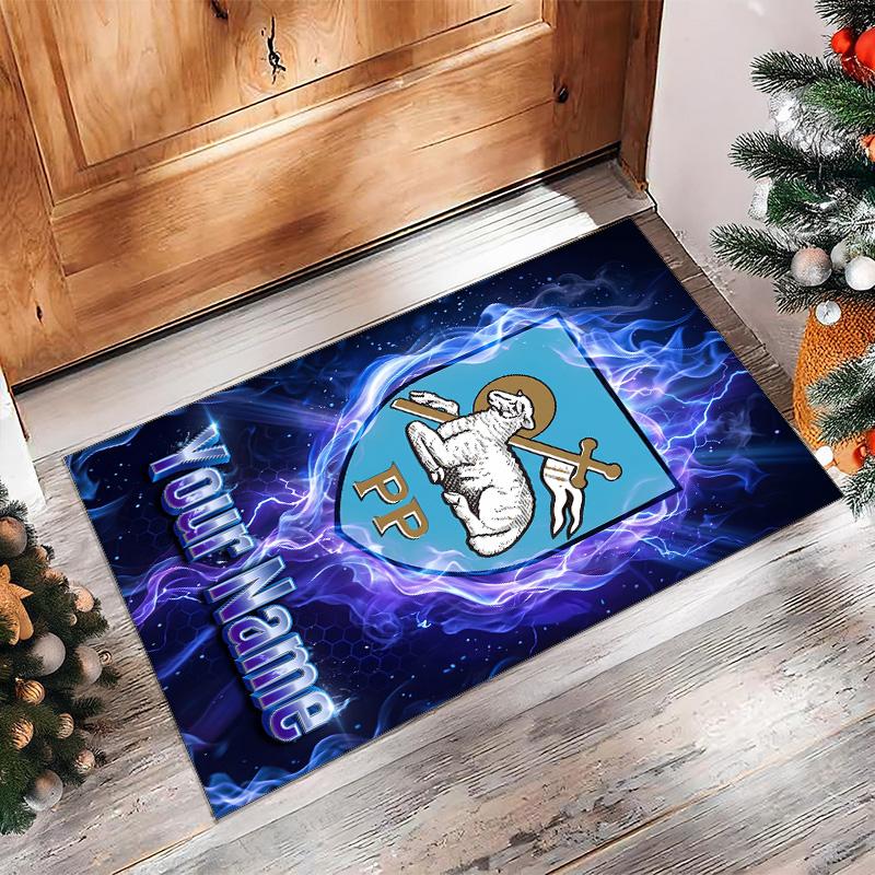 Preston North End Printed Crystal Velvet Rug Non‑Slip Crystal Velvet Carpet For Sofa Bedroom Indoor Home Decoration