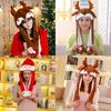 Cute Cartoon Pinch Ears Moveable  Cap Warm Hat Santa  Elk for Christmas Gift Decorative Props