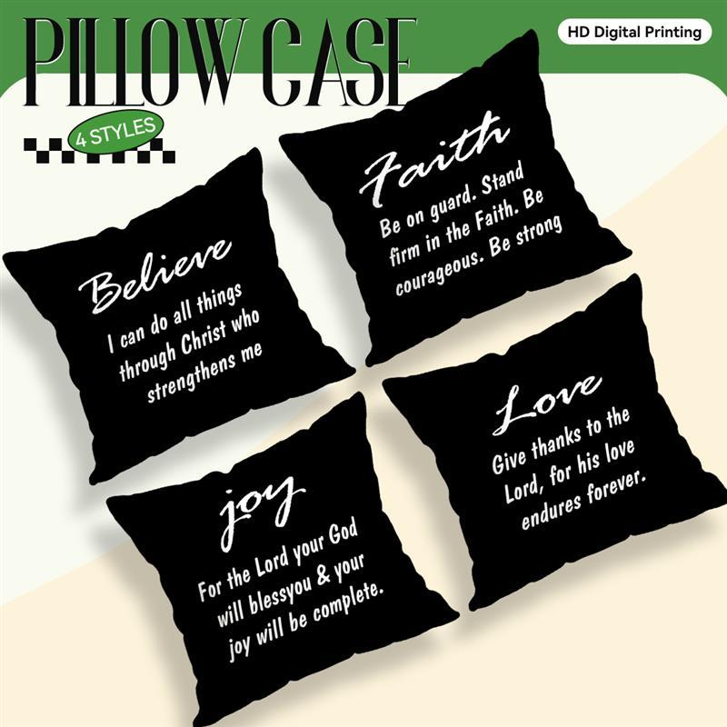 Home Decor Believe Faith Joy Love Inspirational Pillows Pattern Cushion Cover Suitable For Sofa Bedroom Car Pillow Cover
