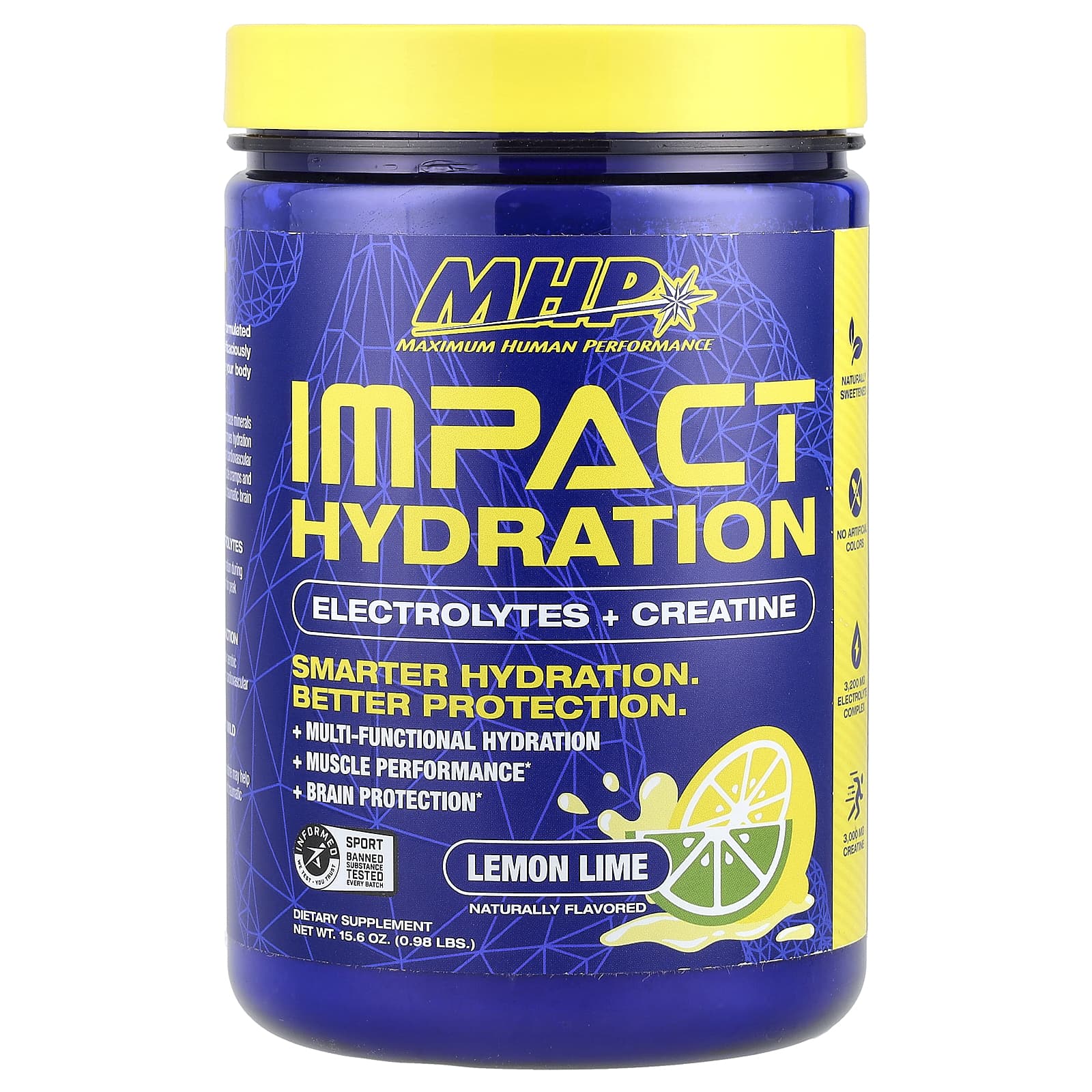 

Effective Hydration, Electrolytes + Creatine, Lemon Lime, 15.6 Oz (0.98 Lbs)