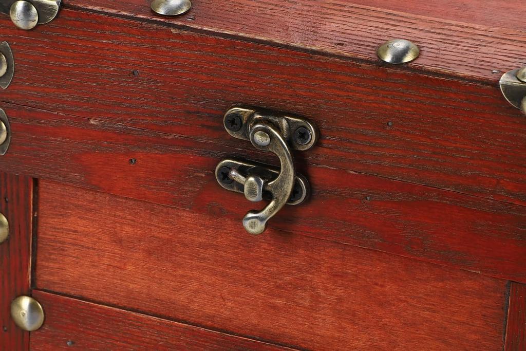r_planning Retro Treasure Chest, Antique Wooden Storage Box, Domed with Rivets, Decorative