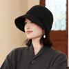 Autumn and Winter Warm Woolen Bucket Hat Female Splicing Retro Bucket Hat Windproof Basin Hat Fit for Outdoor, Casual & Formal Events