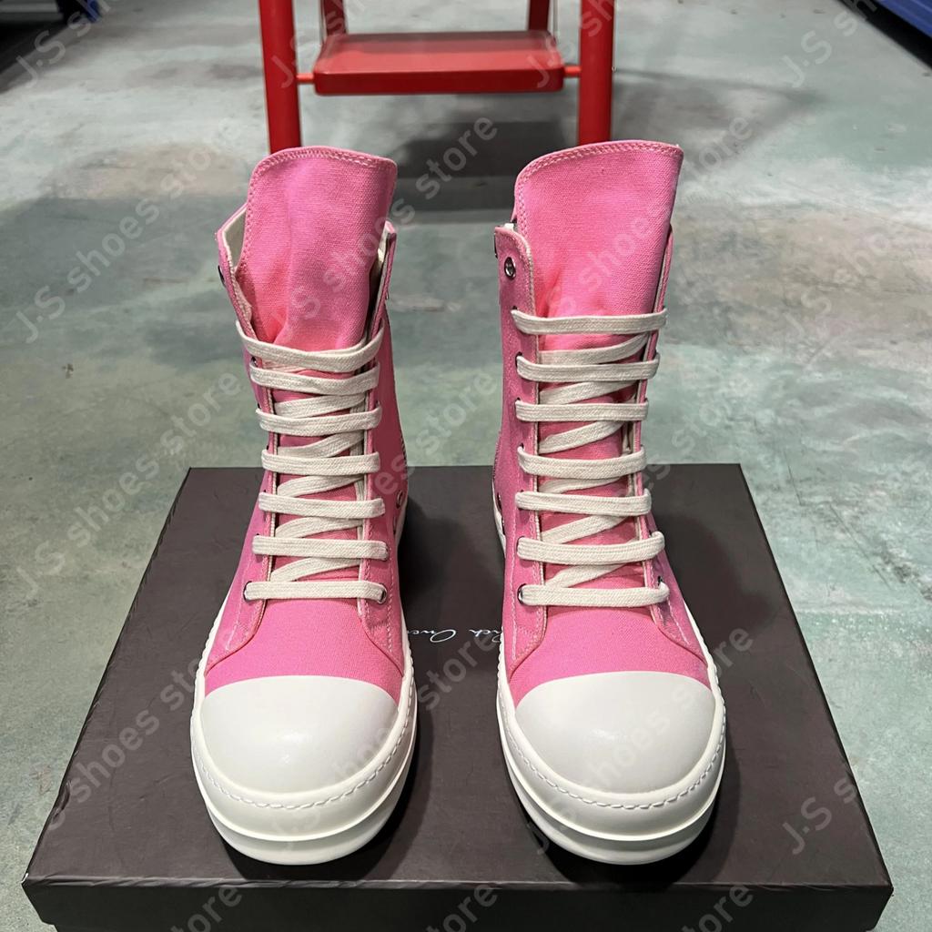 Ro Geobasket Pink Canvas High Top Shoes Luxury Design Sneaker Men Shoe Genious Zipper Women Ankle Boot Casual Sneakers Boots