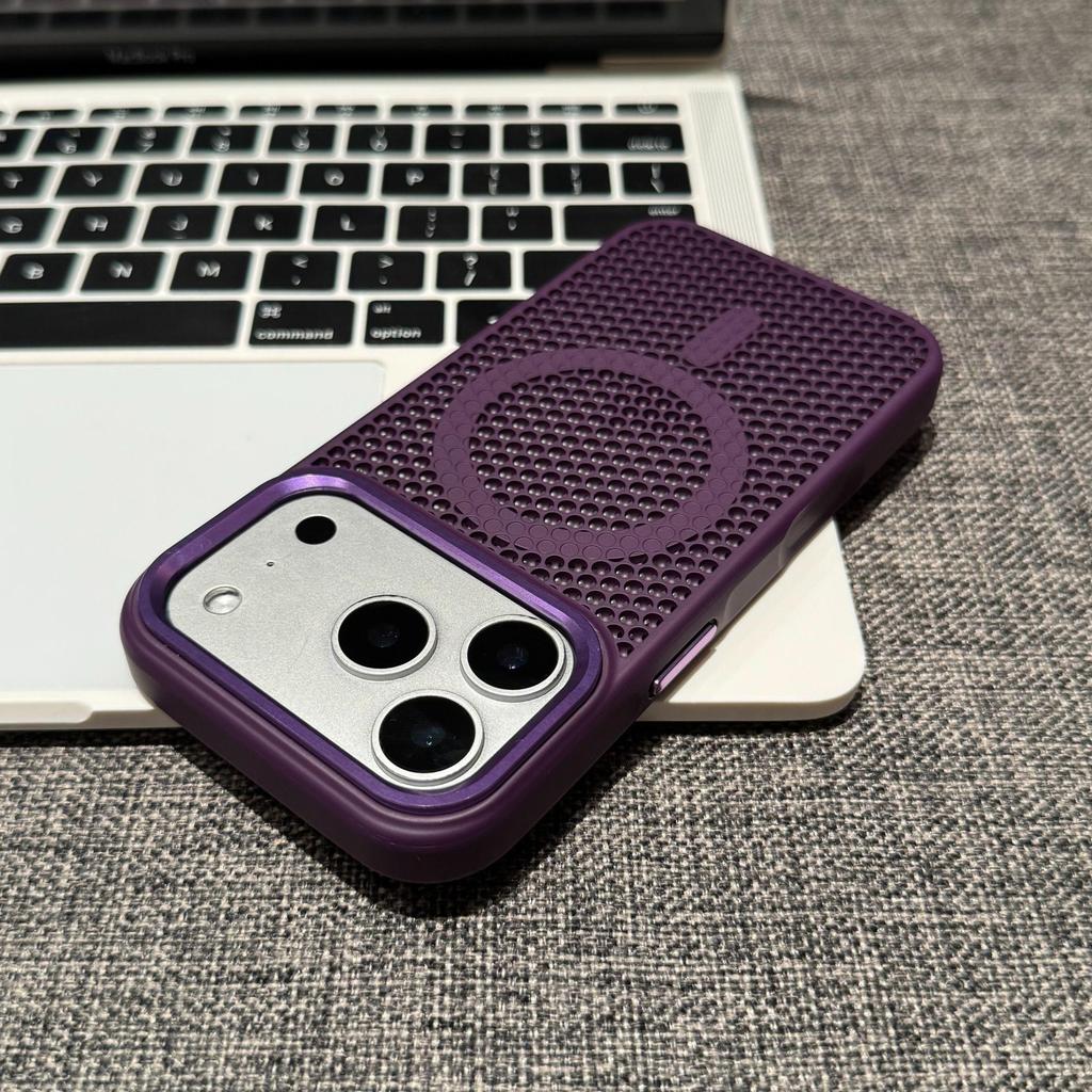 Breathable Hollow Mesh Magnetic Phone Case For iPhone 11 12 13 14 15 16 17 Air Pro Max Plus For Magsafe Wireless Charging Cover