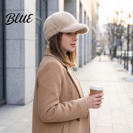 Solid Color Fuzzy Hat Plush Faux Fur Baseball Cap for Men Women, Fluffy Winter Warm Stretchy Cold Weather Accessories Cap, Adjustable Unisex