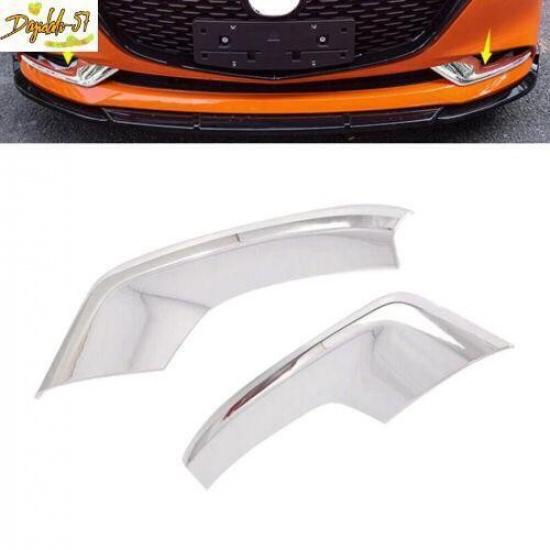 2Pcs/Set Chrome Front Fog Light Frame Cover Trim For   Mazda 3 Sedan