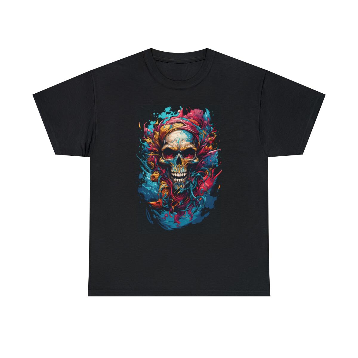 Pirate Skull Graffiti Illustration Unisex Cotton Tee-Shirt S