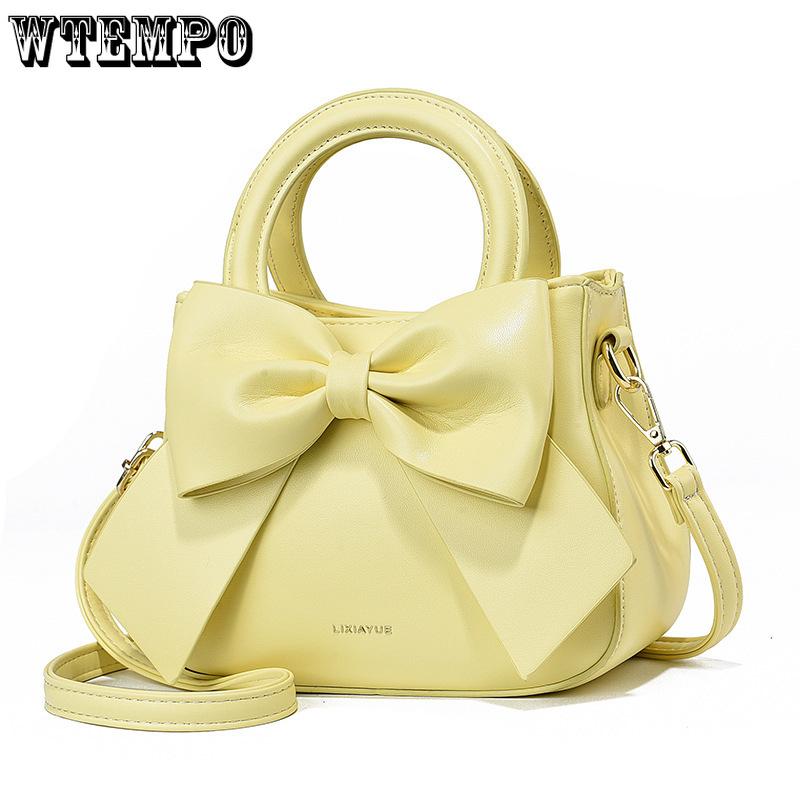 Moda Color Sólido Lazo Cremallera Bolso Pequeño Bolso de Mano Pequeño para Damas