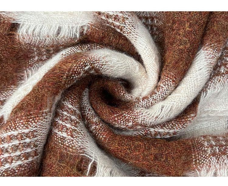 Women's 100% Pure Cashmere Plaid Scarf - Warm, Comfortable, and Versatile for Autumn and Winter.