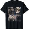 T-shirt Vintage Trois Chats British Shorthair Hurlant à la Lune Hommes Femmes Enfants