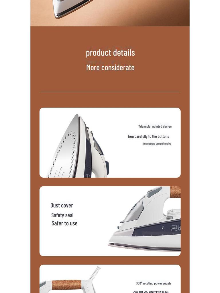 Red Heart RH1366 2000W Handheld Steam Iron - Wet & Dry, High Power for Household & Commercial Use