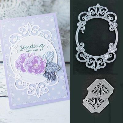Oval Frame Card Making Embossing Pattern Metal Steel Cutting Dies Stencils Scrapbooking Craft Die 3D Diy Festival Card Making