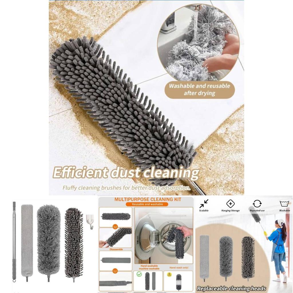 Ausziebares Federwedel-Bürsten-Set Mit Teleskopstiel Für Die Haushaltsreinigung Und Staubentfernung