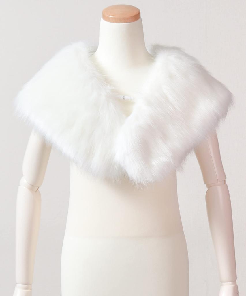 KYOETSU Coming-of-Age Ceremony Fur Shawl with Snap Buttons (White)