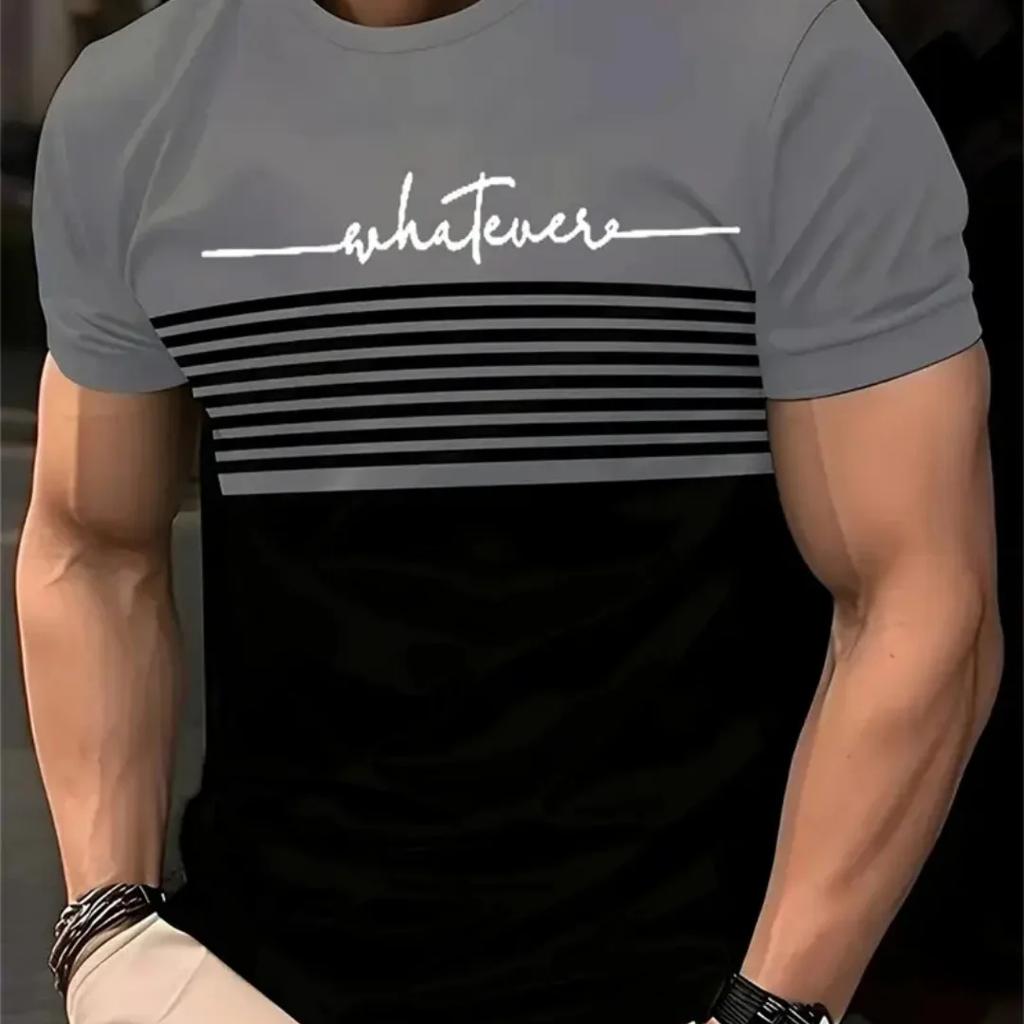 Summer Fashion Striped Printed Men's T-shirt Casual Short Sleeve Top Oversized T-shirt Men's Clothing