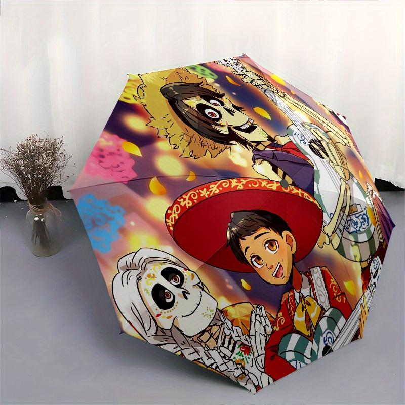 Skeletons, COCO Automatic Folding Umbrella - Simple 8-Rib Design, Bright Cartoon Pattern, Durable Iron Frame, Suitable For Travel, Outdoor,