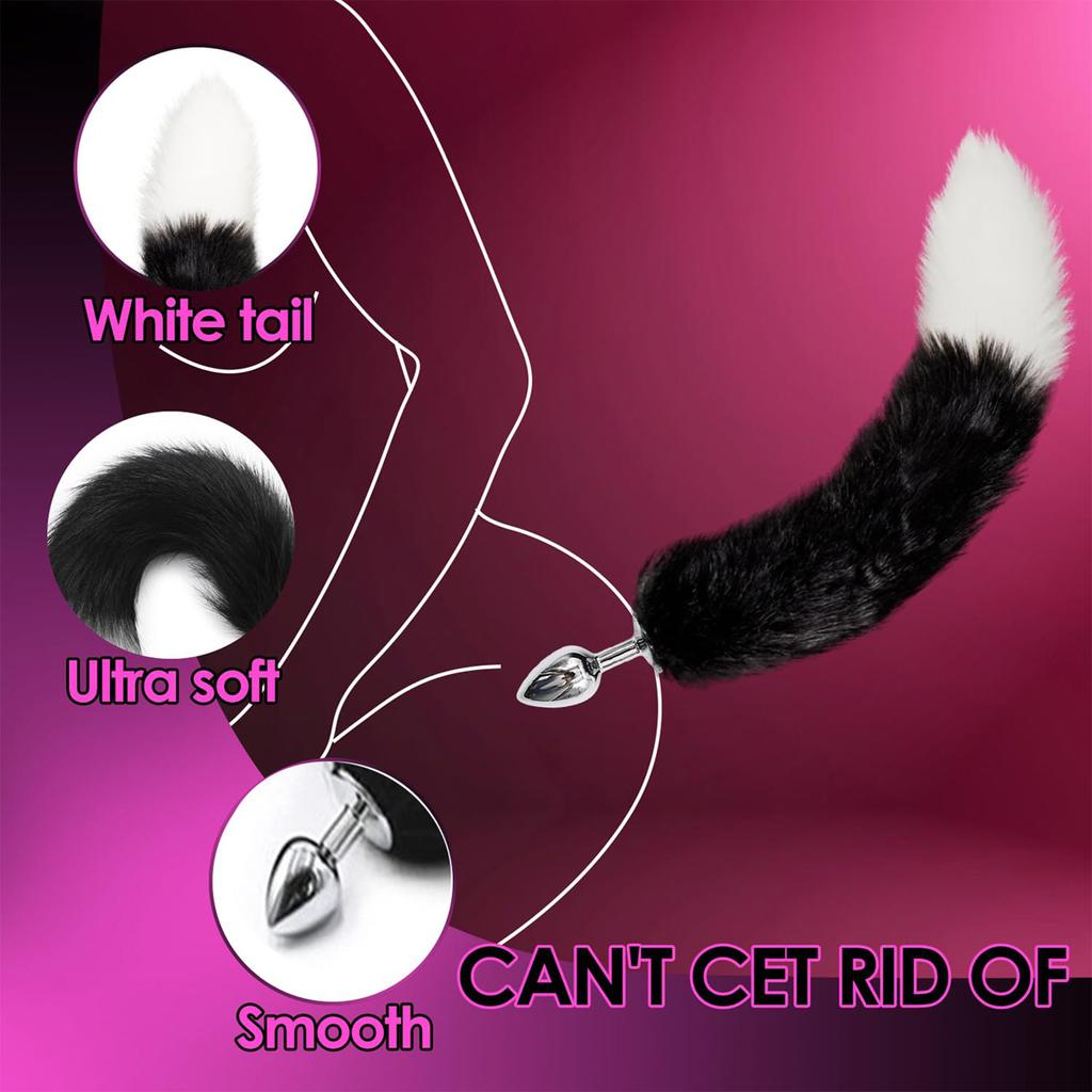 Anal Plug with Tail Fox Mask Metal Anus Bead Butt Sexy Adult Whip Stimulator Sex Toys for Tail Anal Plug Party Cosplay SM Game