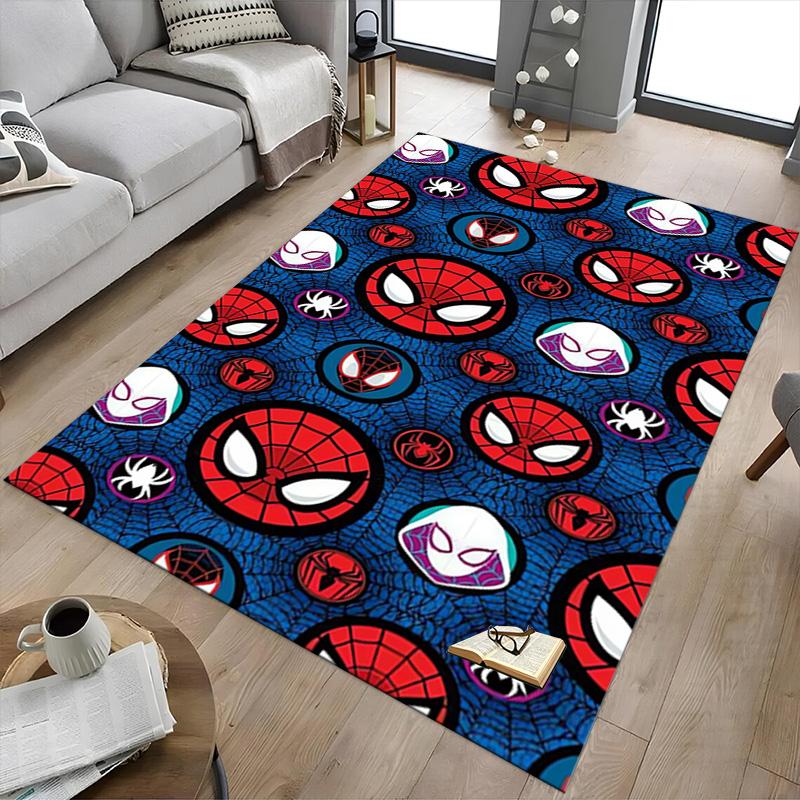 Spiderman Faces Carpet For Playroom Bedroom Living Room Sofa Home Decorkids Game Area Rug Nonslip Floor Mat