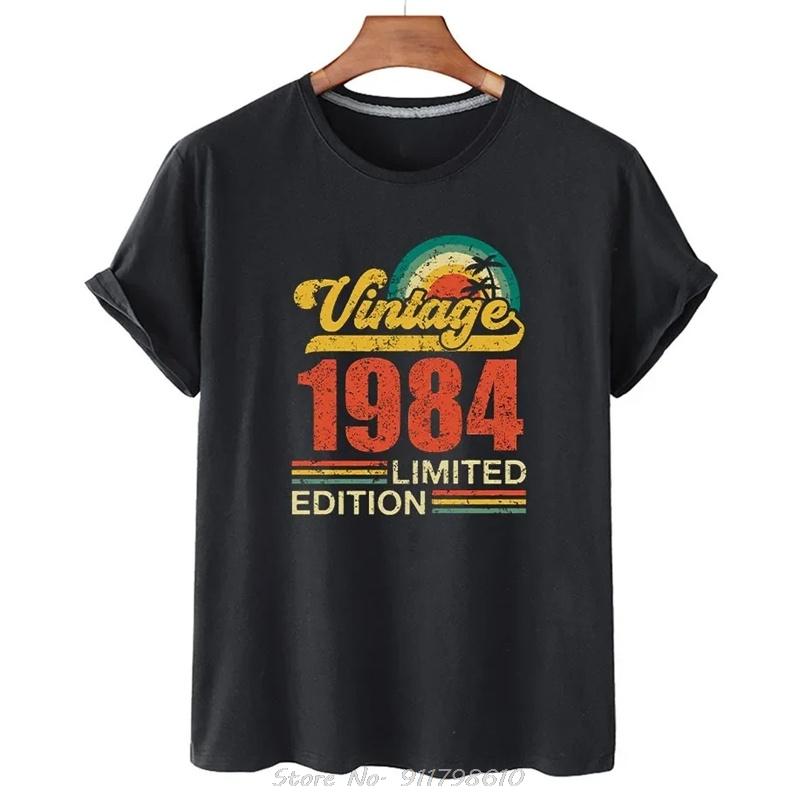 Oversized Birthday Anniversary T-shirts 1964 1974 1984 Family Party Cotton T Shirt Short Sleeve Tshirt Vintage Tee Gift Clothes