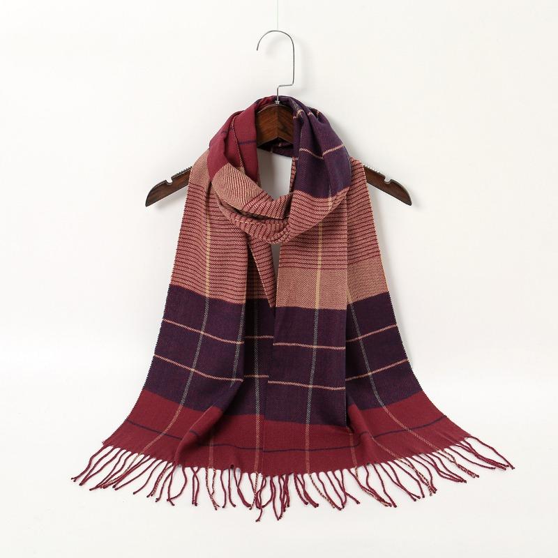 

Imitation cashmere plaid scarf autumn and winter high-end scarf women s fashion cold-proof neck protection scarf warm shawl