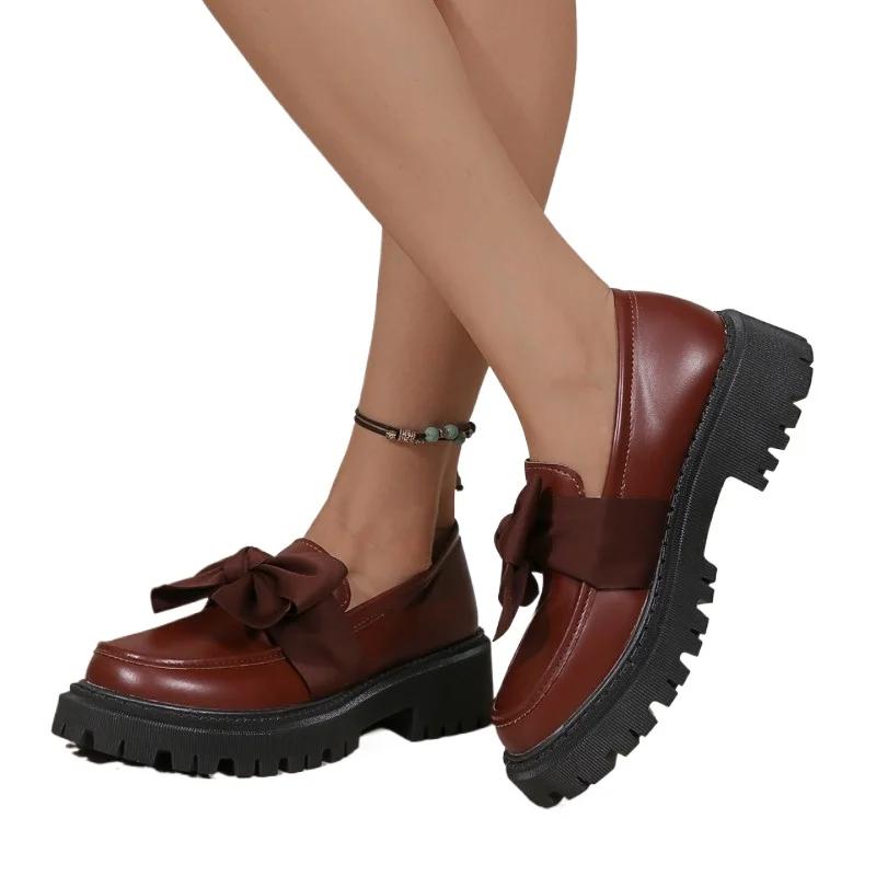 2024 Brand Women's Shoes Loafers Women's High Heels Fashion Butterfly-knot Office and Career Hot Sale Slip-on Solid Heels Women
