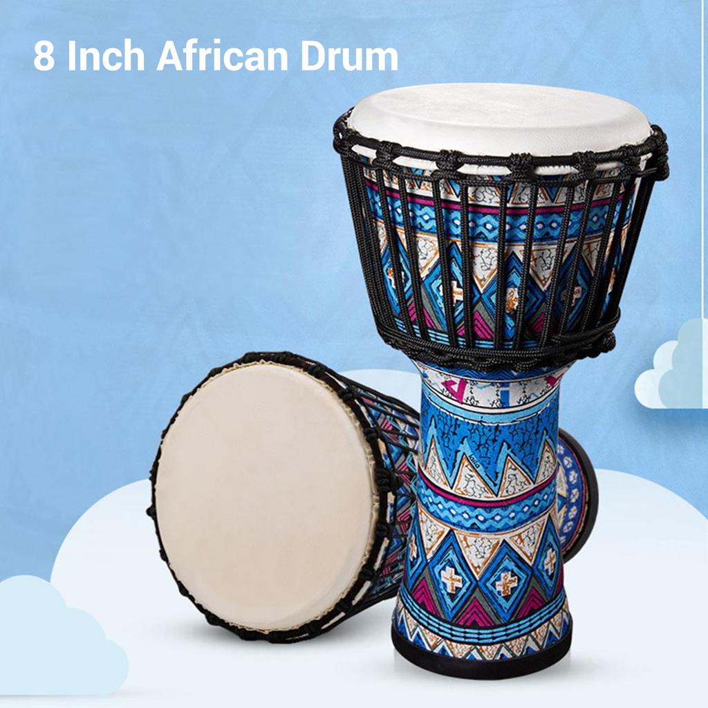 8 Inch Portable African Drum Djembe Hand Drum With Colorful Art Patterns Percussion Musical Instrument