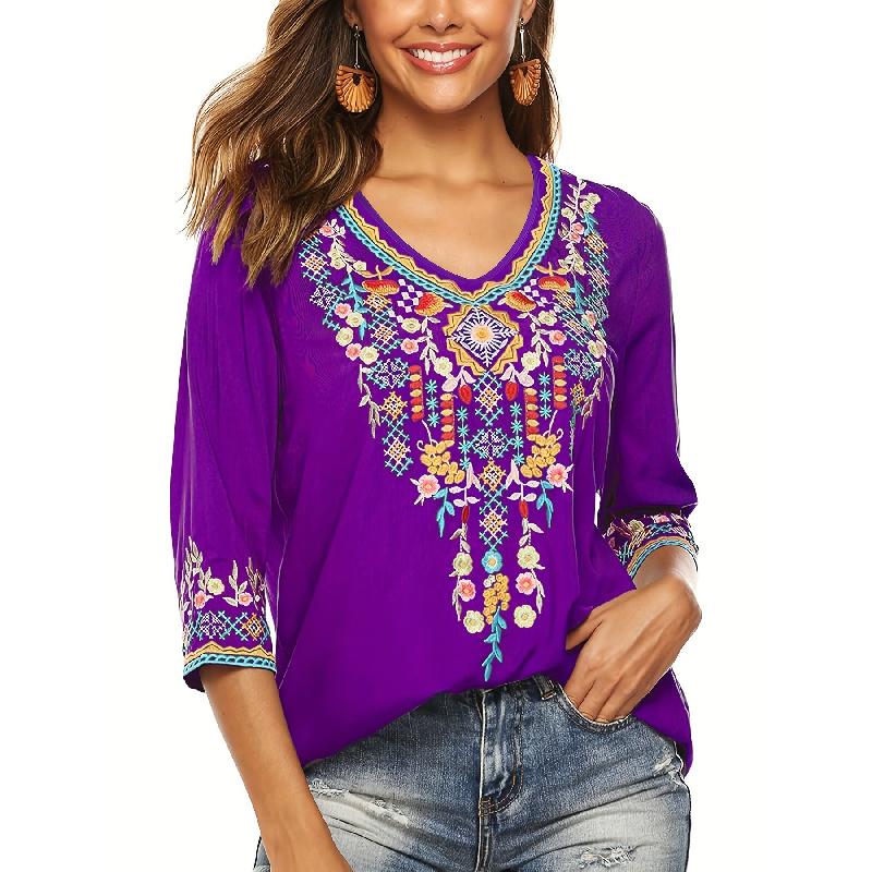 2026 New Printed Short-Sleeve Top Fashionable Summer V-Neck Women's Casual T-Shirt