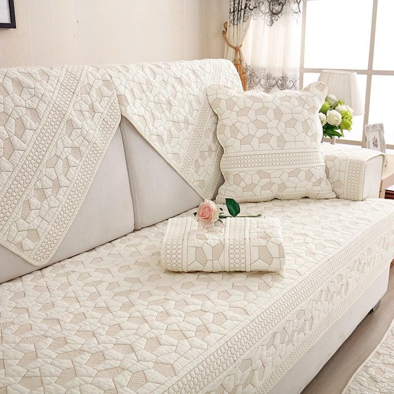 Sofa Cushion Four Seasons Universal Non-Slip Fabric Pure Cotton Simple Modern Seat Cushion Cotton Solid Wood Sofa Cover Towel Cover Cloth