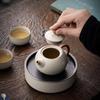 Small Beige Crackle Glaze Ru Ware Xishi Teapot – Ceramic Kung Fu Tea Infuser Set