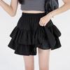 Women's Summer Black A-line Puff Short Skirt - Elastic Waist, Slimming, Anti-Exposure.