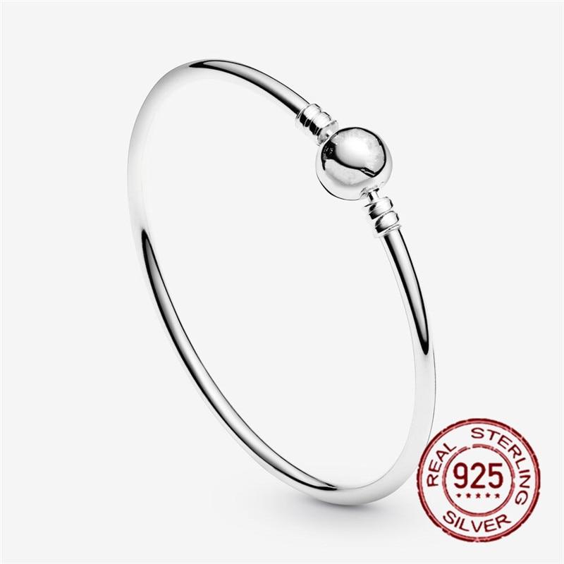 925 Sterling Silver Snake Chain Bracelets Charm Pendientes Mujer 925 Original Bracelet For Women Fine Jewelry Clasp Bangle Gift