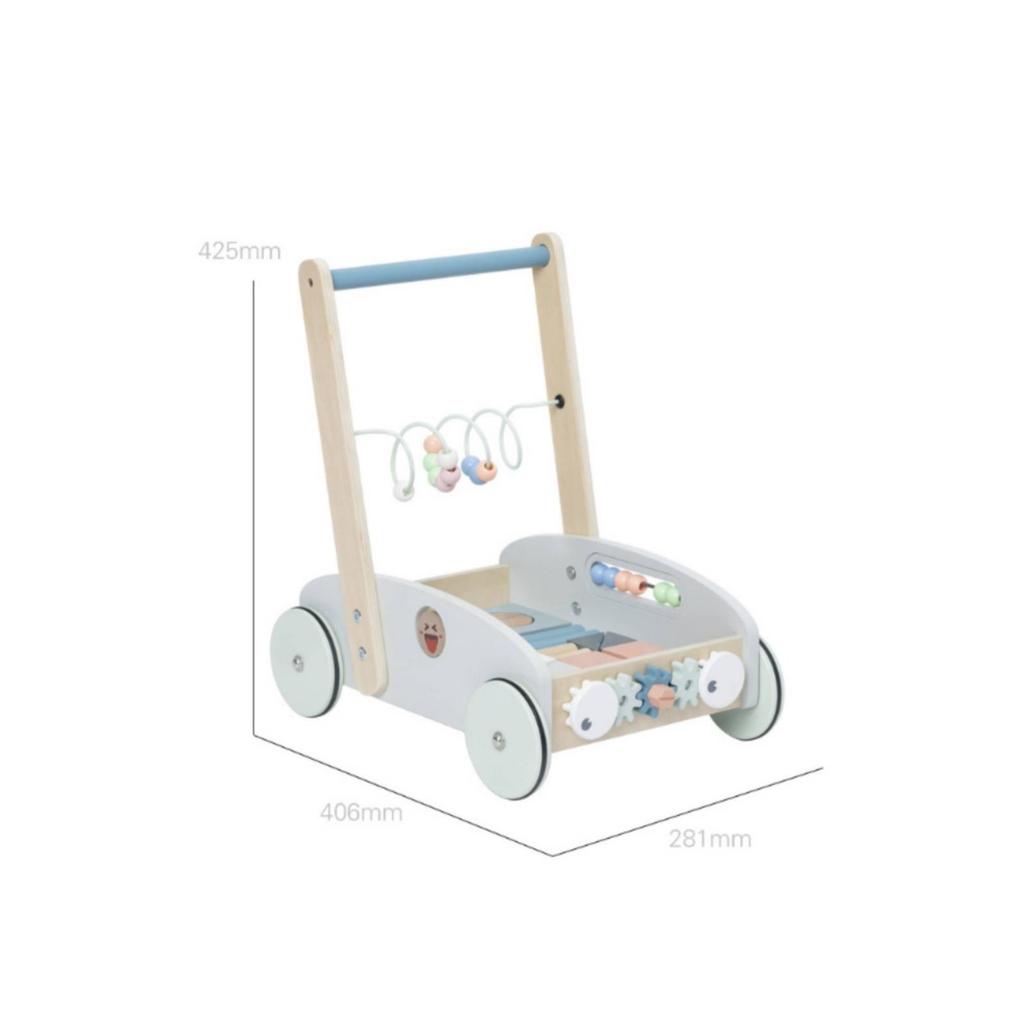Push Cart Toy with Blocks Sensory Wooden Infant Child-Led for Playroom