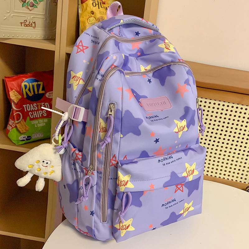 Schoolbag Children Elementary School Girls Junior High School Students College Students Large Capacity Star Backpack