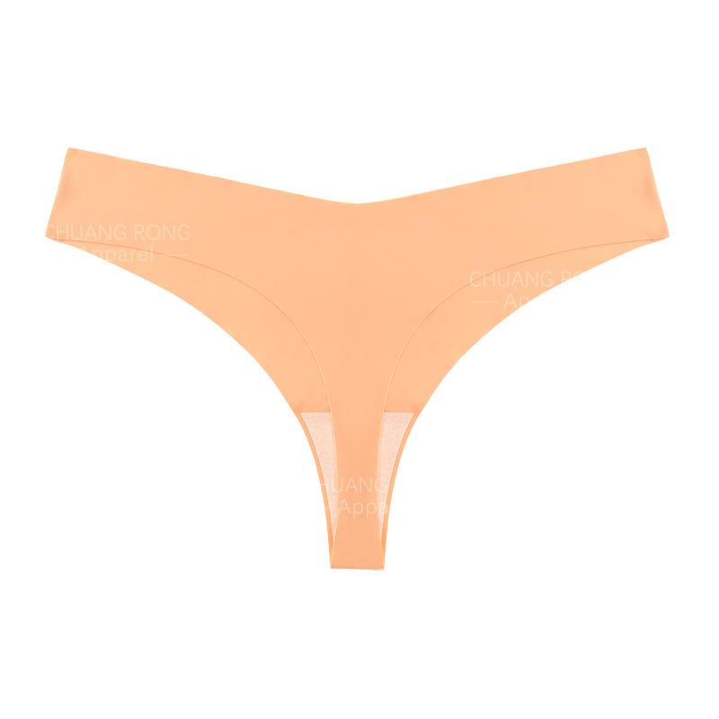 

One piece sexy large size girl low waist thong pure cotton crotch seamless ice silk fitness underwear can be cut at will XL помаранчевий