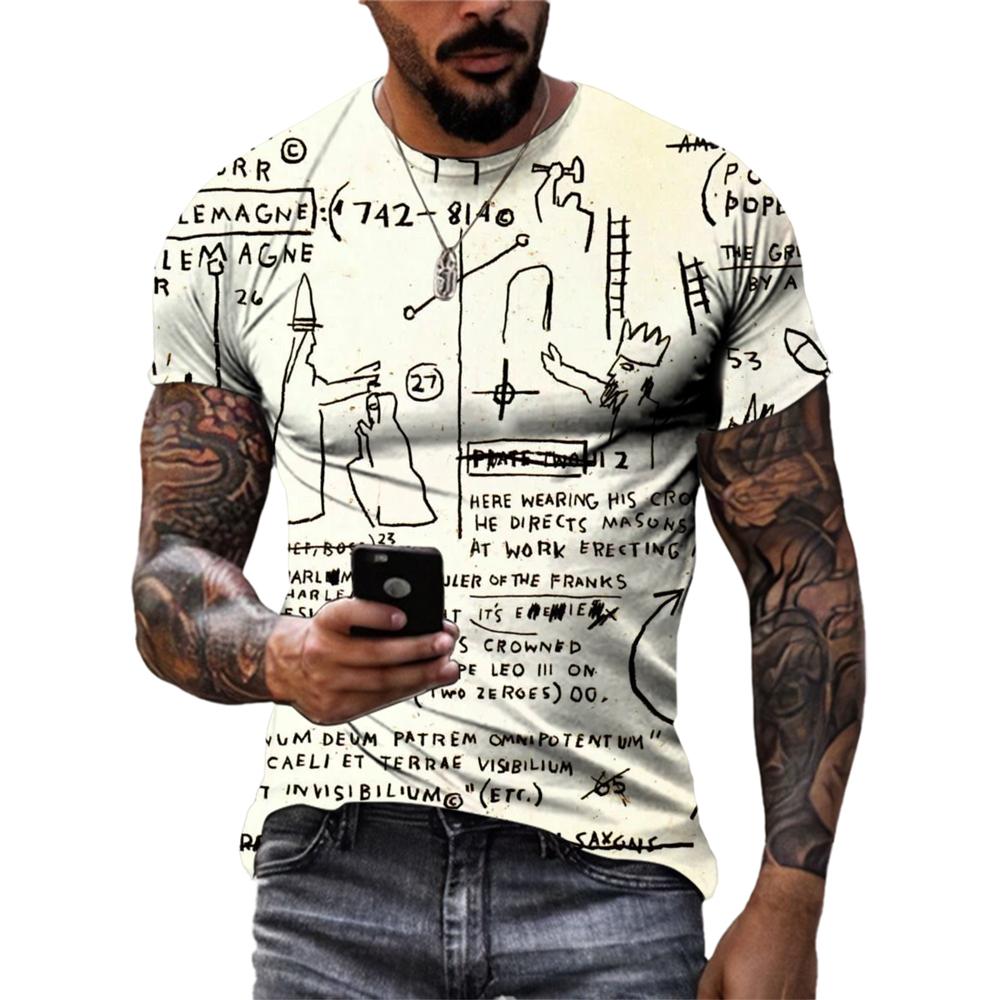 New Summer Hip-Hop Personality Graffiti Pattern T-shirt Fashion Printing Casual Short Sleeved Loose Oversized T-shirt