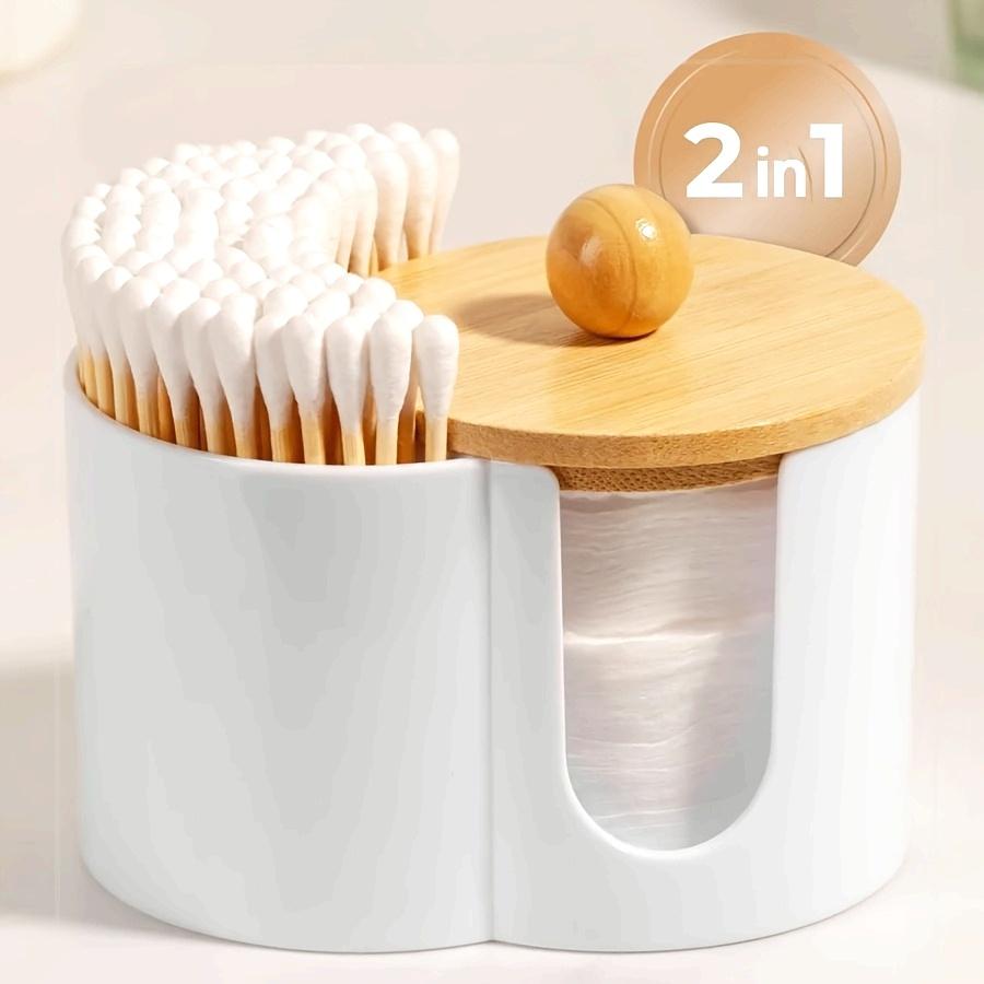 

Хлопковый держатель для круглых дисков, коробки для хранения пуховок, домашняя коробка для ватных палочек, органайзер для макияжа, пыленепроницаемая, портативная, прочная, ванная банка белый