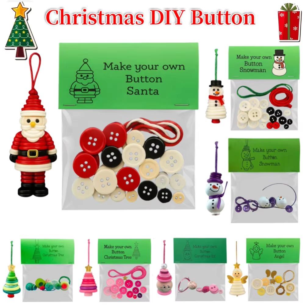 DIY Button Snowman Ornament Kit Reusable Fun Christmas Button Making Set Small Xmas Hanging Ornament for Holiday Stocking Filler