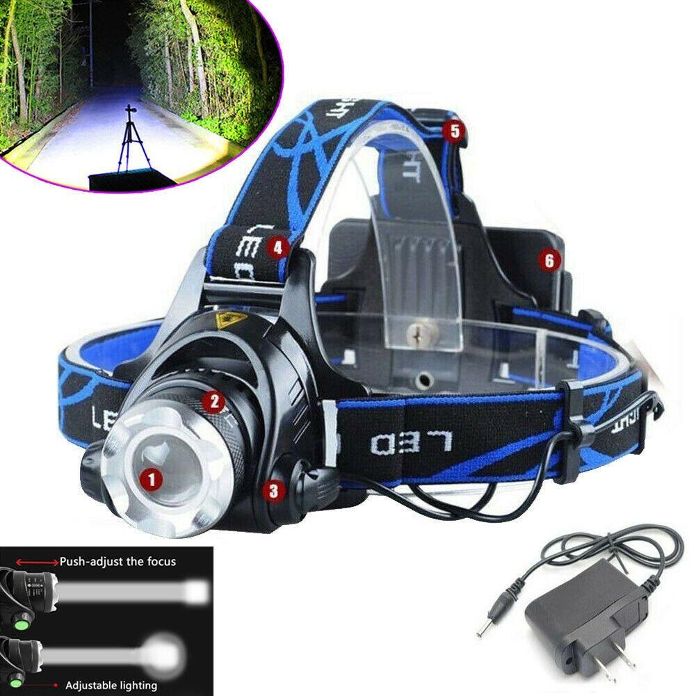 350000LM Zoomable Headlamp Rechargeable T6 LED Headlight Flashlight Head Torch
