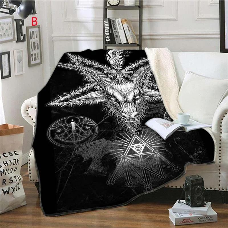 Stampa 3D Teschio Plaid Satanico Copriletto Tessili per la Casa Divano Stampa Coperta Pile Inverno Caldo Coperta Flanella Regalo di Compleanno